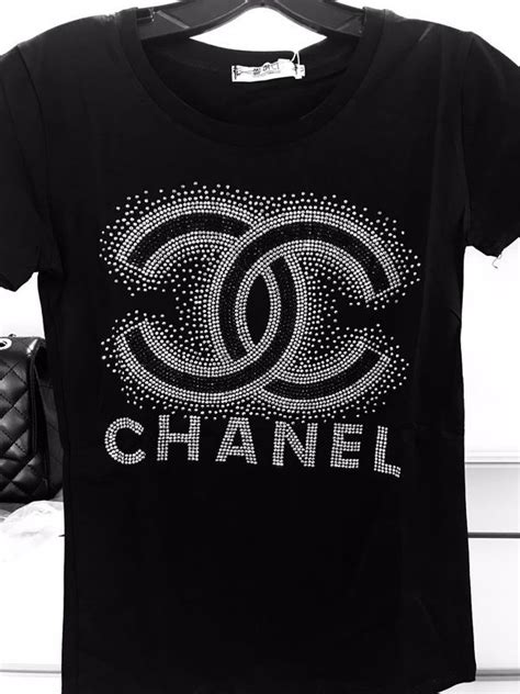 chanel t shirt black|embellished chanel t shirt.